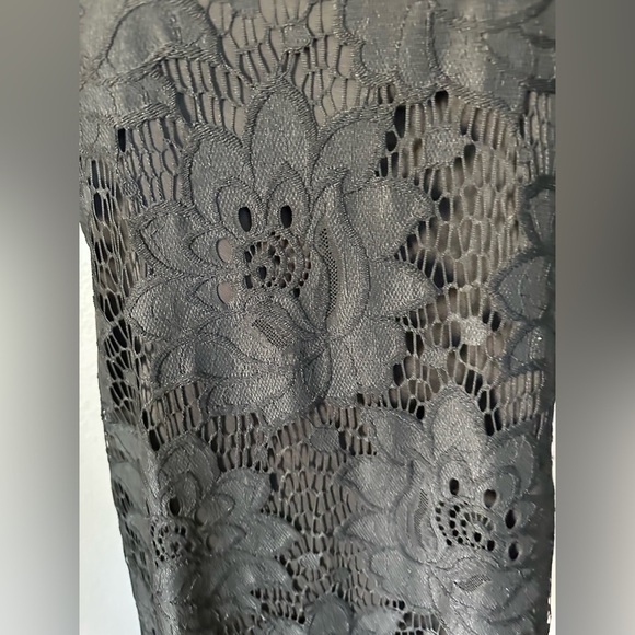 CeCe Women's Black Lace Dress Size 10” Fully Lined Short Sleeve - Picture 7 of 10